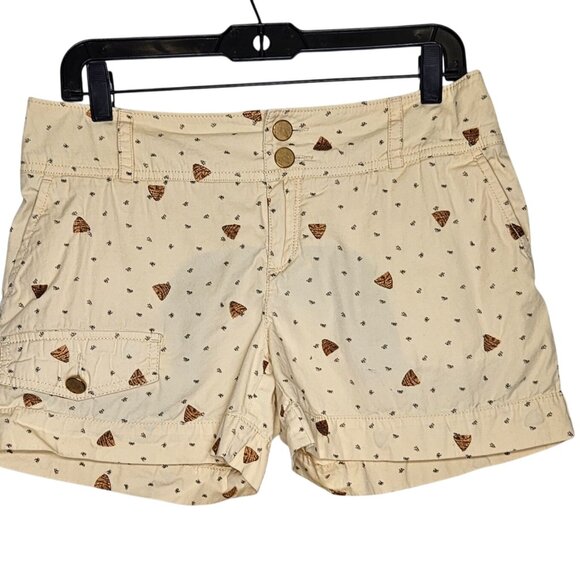 Daughters Of The Liberation Beige Shorts Bees Embroidery Beehives Womens 6 - Picture 1 of 13